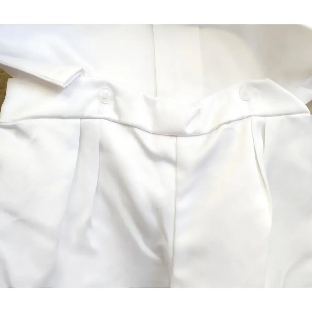 White 3 Pc Dress Pants and Shirt & Vest Combo With Bonnet 6-9 Months Lightweight